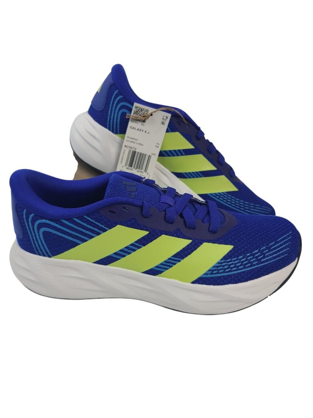 NEW Adidas Galaxy 8 J Kids Running Shoes Sz 5 Royal Blue & Neon Green